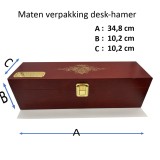 Luxe hoogglans desk-hamer met houten houder verpakt in stijlvolle houten kist